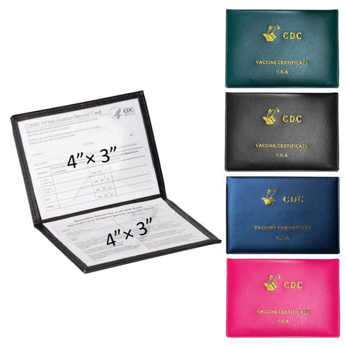 2-Pack: Faux Leather CDC Vaccination Card Immunization Record Protector Holder