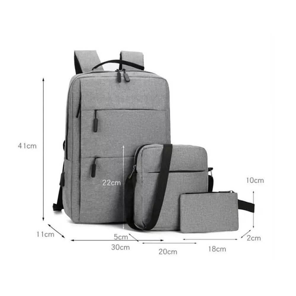 3-Pieces Set: USB Multifunction Large Capacity Business Laptop Bags Set