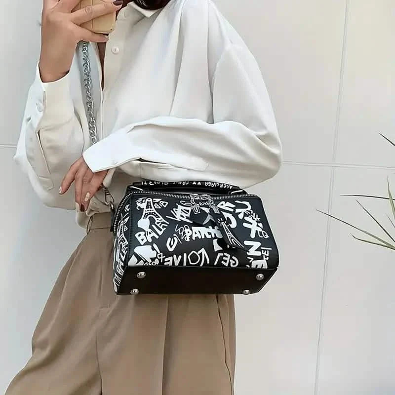 Graffiti Trendy Chain Crossbody Bag for Women