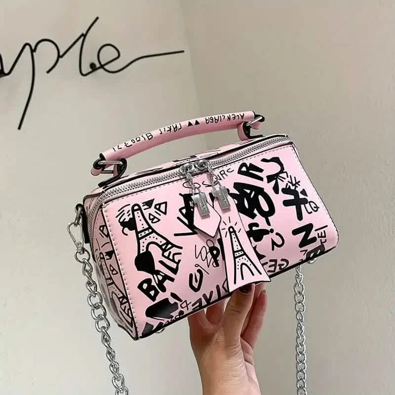 Graffiti Trendy Chain Crossbody Bag for Women