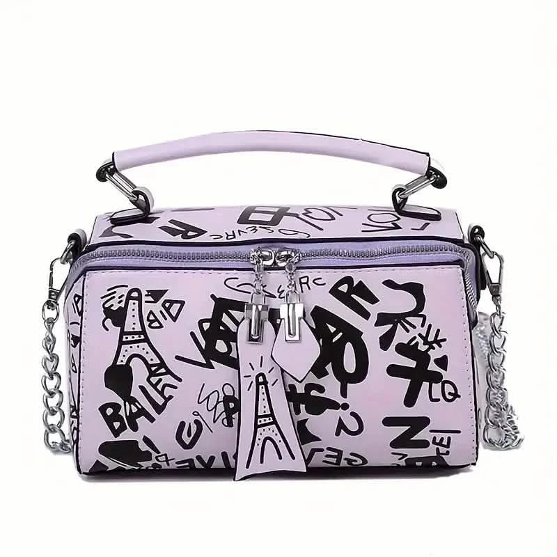 Graffiti Trendy Chain Crossbody Bag for Women