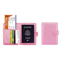 Multi Function Glitter Bling RFID Passport Organizer With CDC Vaccination Card Holder