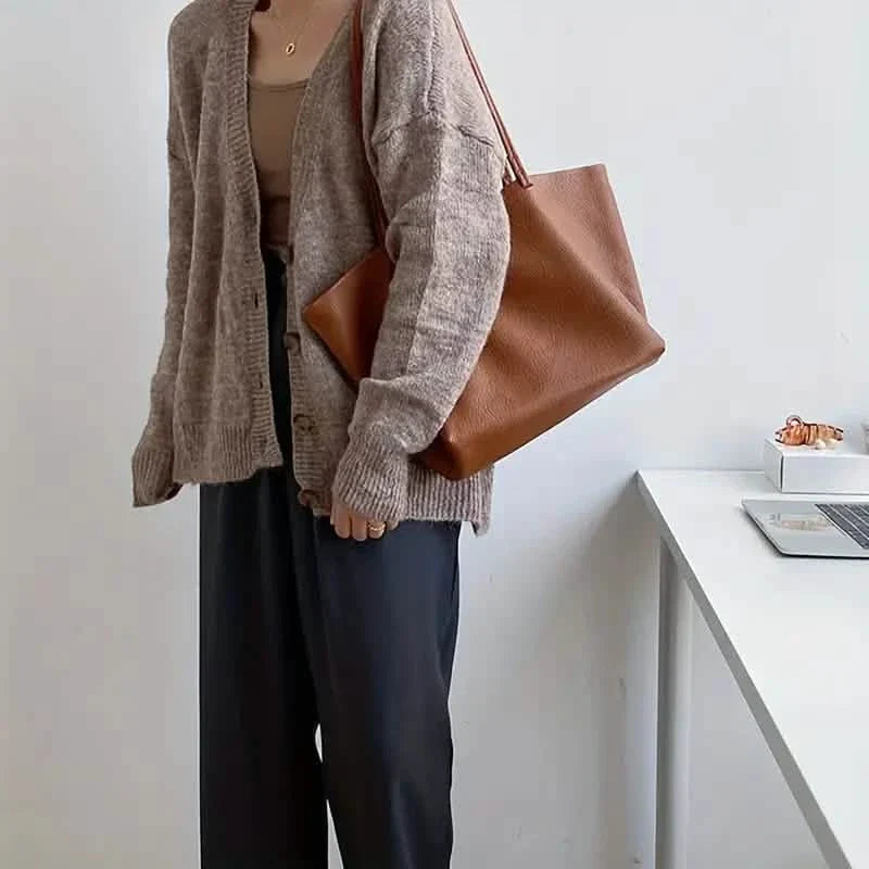 Women's Large Totes PU Leather Shoulder Bag Soft Purse Hobo Handbag Casual Top Handle Bag For Travel Work